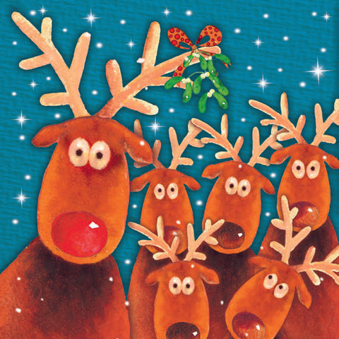 Reindeer Party Christmas Cards - Pack of 10